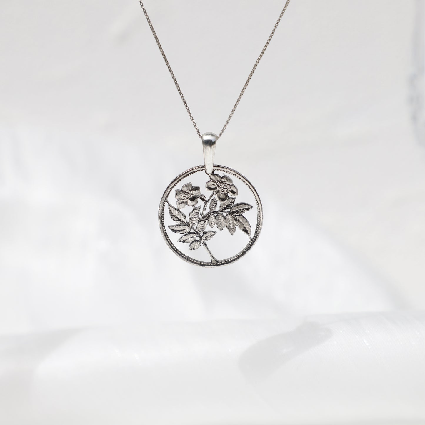 Malta Evergreen Rose: Handcut Coin Pendant Necklace