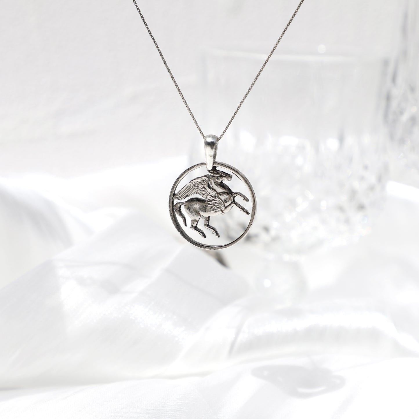 Greece The Pegasus Dream: Handcut Coin Pendant Necklace