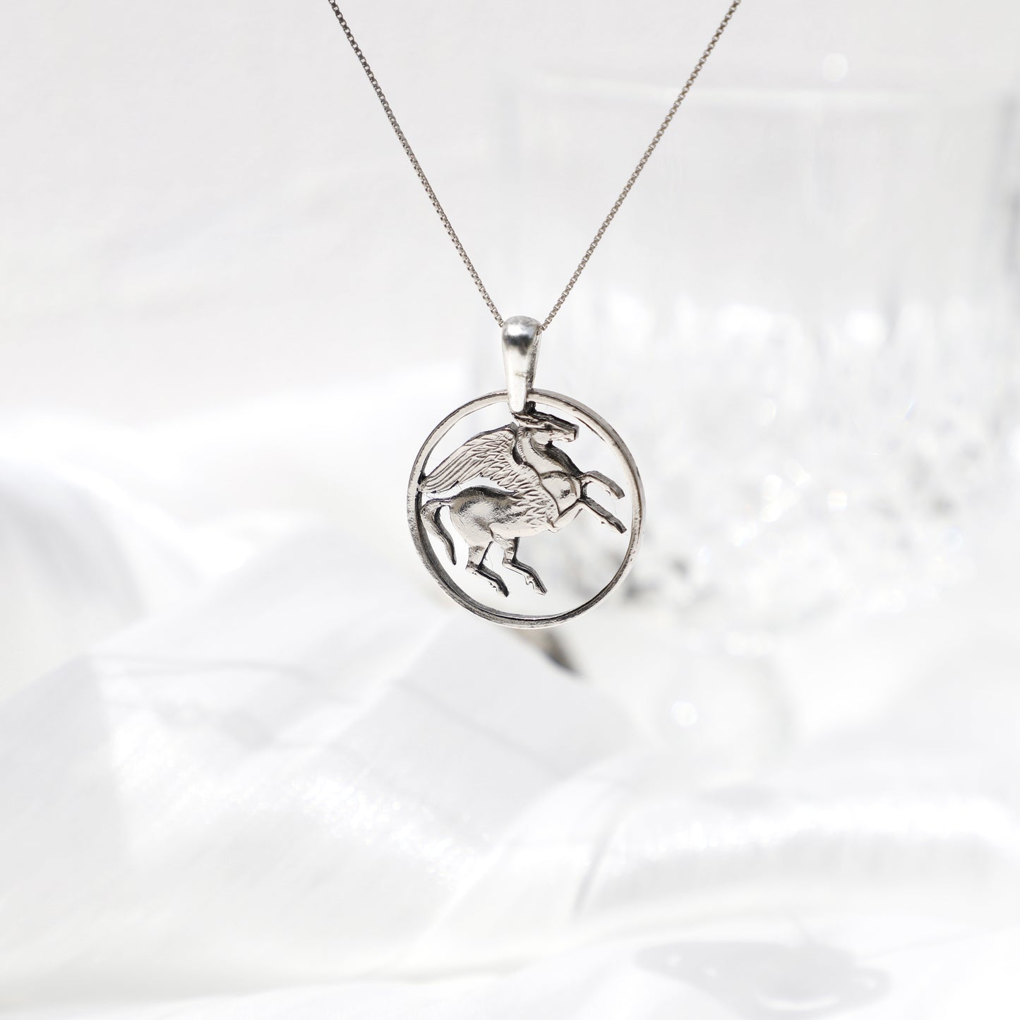 Greece The Pegasus Dream: Handcut Coin Pendant Necklace