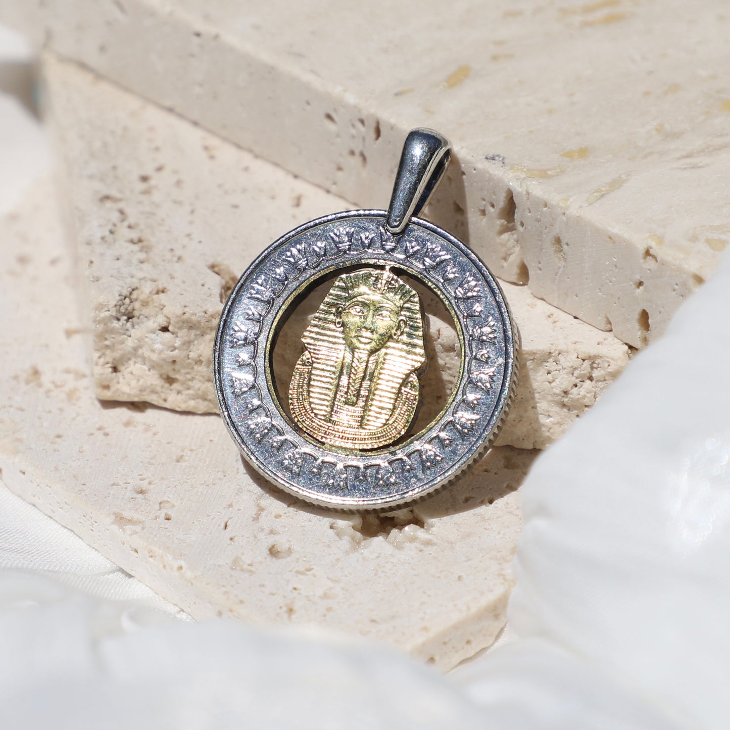 Egypt Pharaoh: Handcut Coin Pendant Necklace