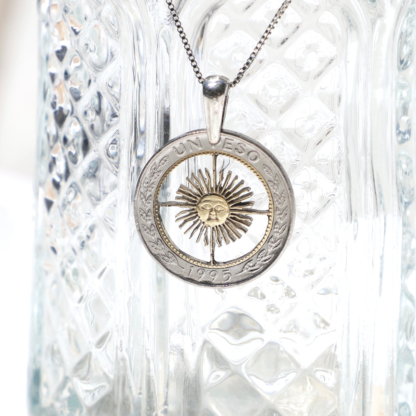 Argentina The Sunburst: Handcut Coin Pendant Necklace