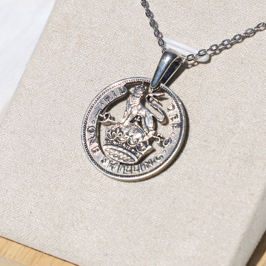 United Kingdom Lion Passant: Handcut Coin Pendant Necklace