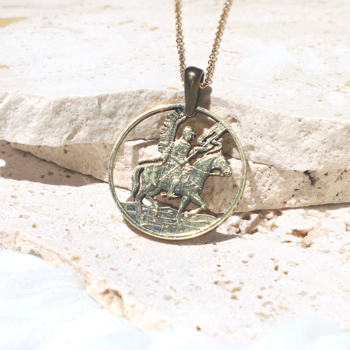 Poland Cavalry: Handcut Coin Pendant Necklace