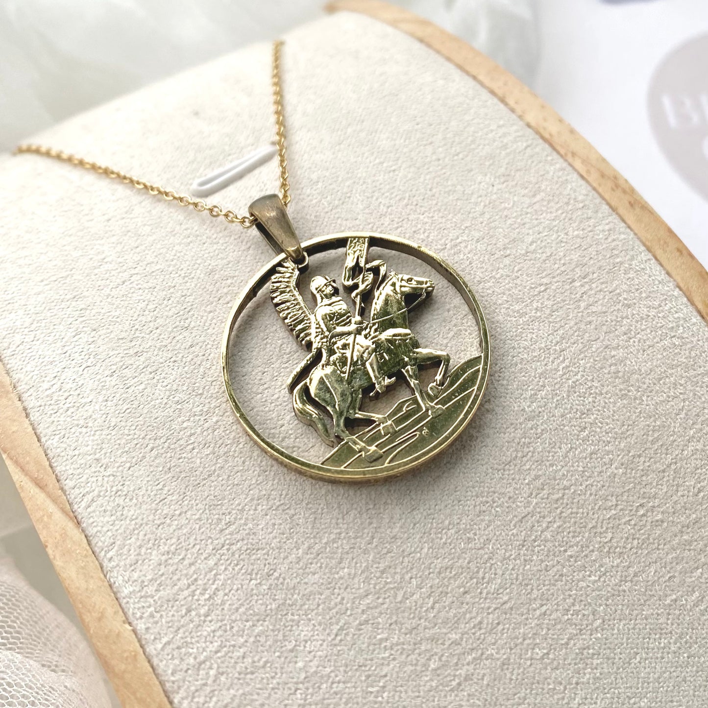 Poland Cavalry: Handcut Coin Pendant Necklace