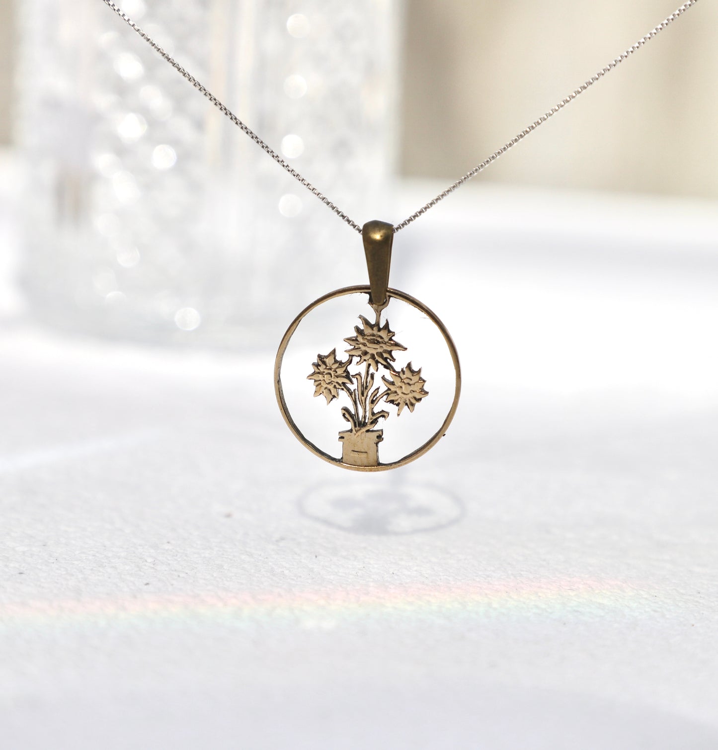 Austria The Little Edelweiss: Handcut Coin Pendant Necklace