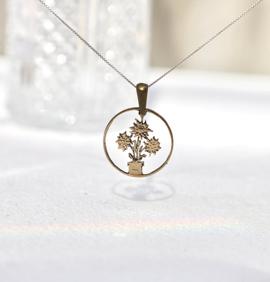 Austria The Little Edelweiss: Handcut Coin Pendant Necklace