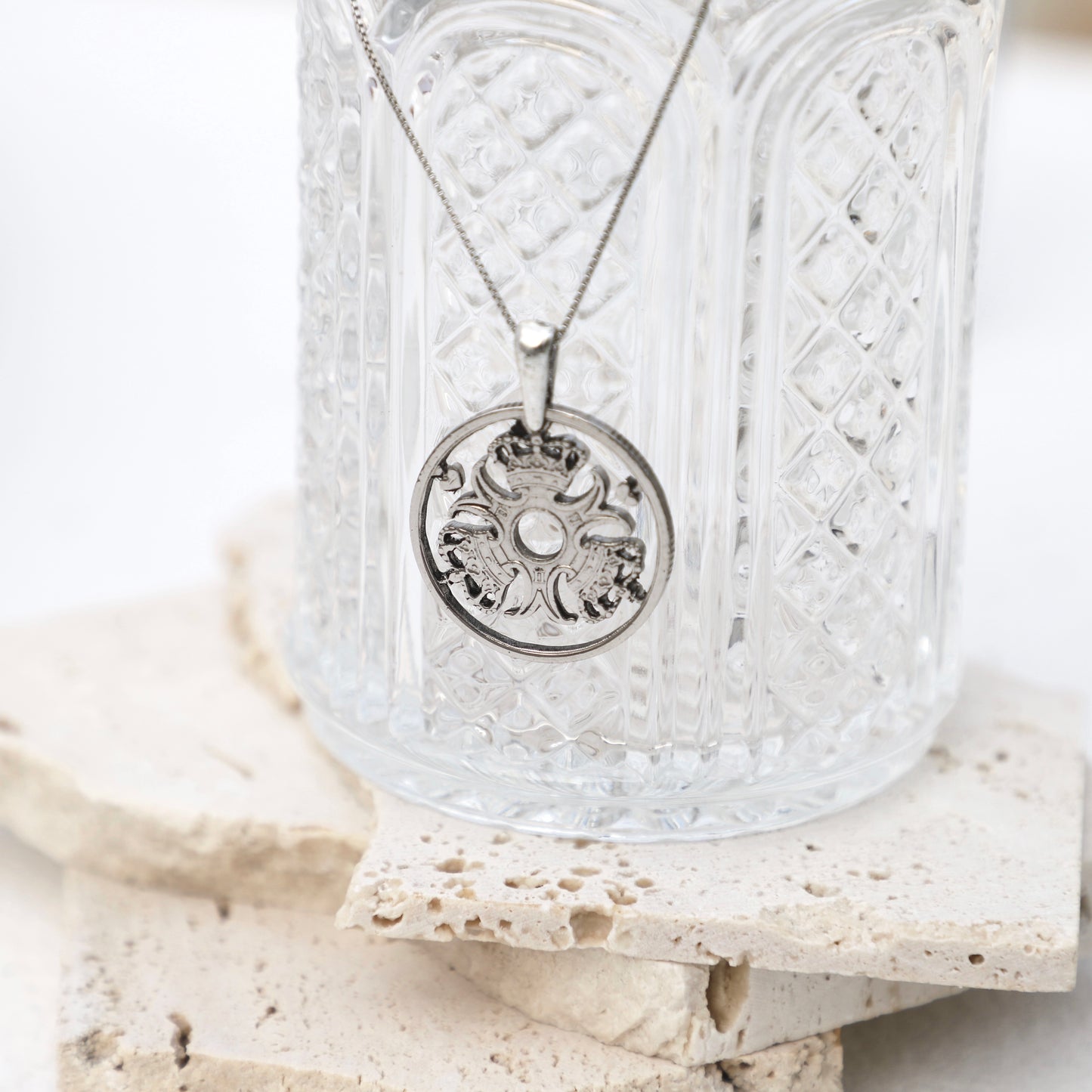 Denmark My Crown: Handcut Coin Pendant Necklace