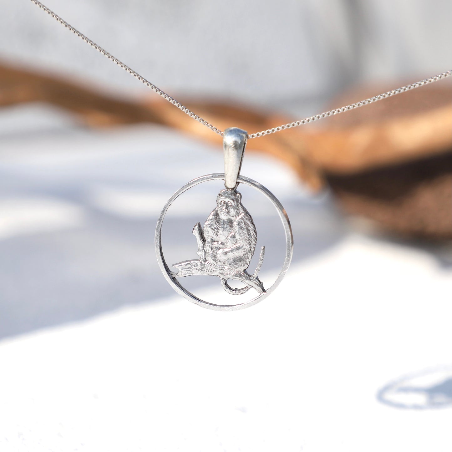 Cook Islands Monkey the Monk: Handcut Coin Pendant Necklace