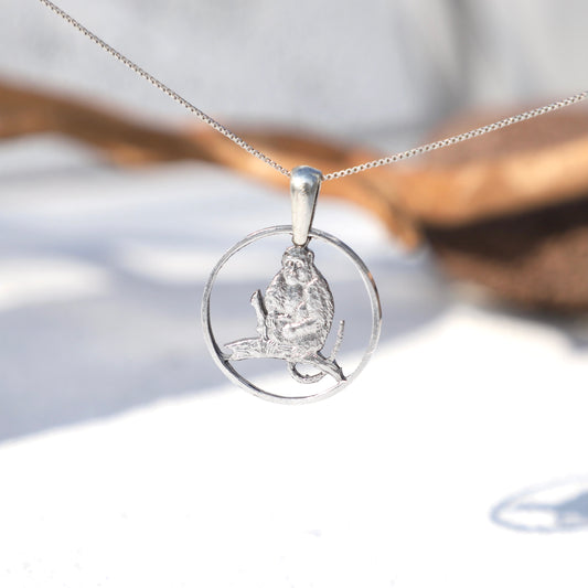 Cook Islands Monkey the Monk: Handcut Coin Pendant Necklace