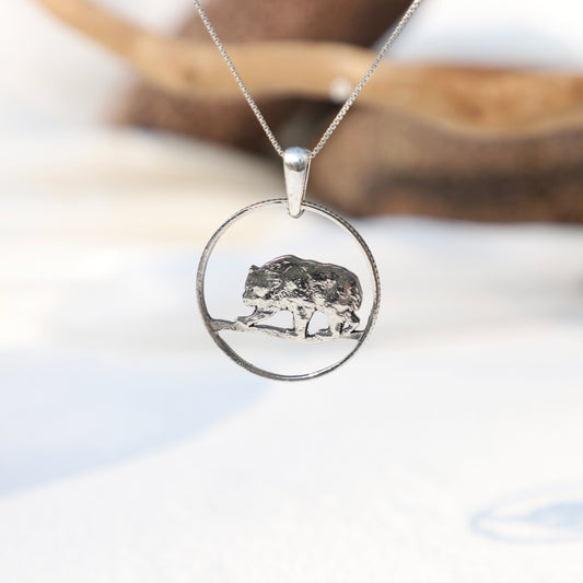 Croatia Bear in Mind: Handcut Coin Pendant Necklace