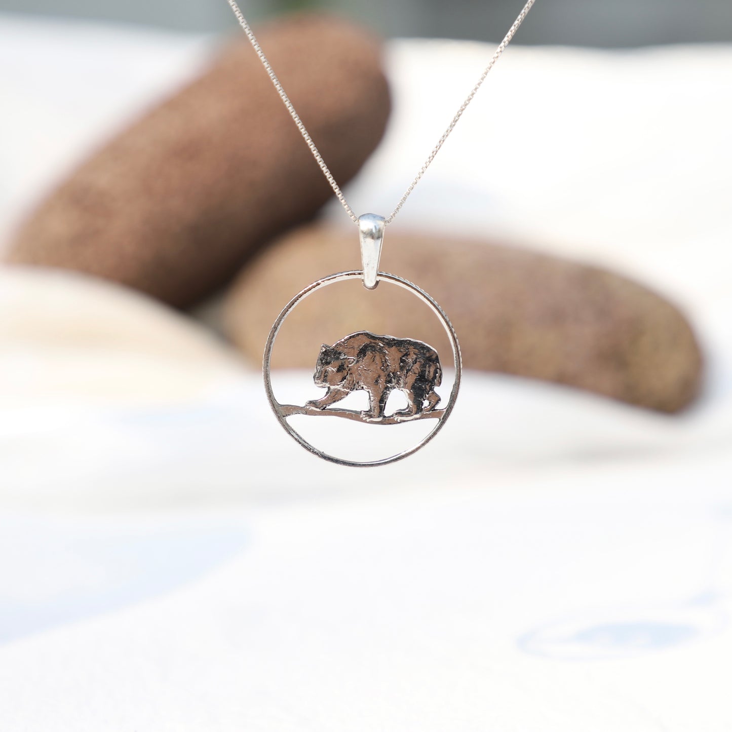 Croatia Bear in Mind: Handcut Coin Pendant Necklace