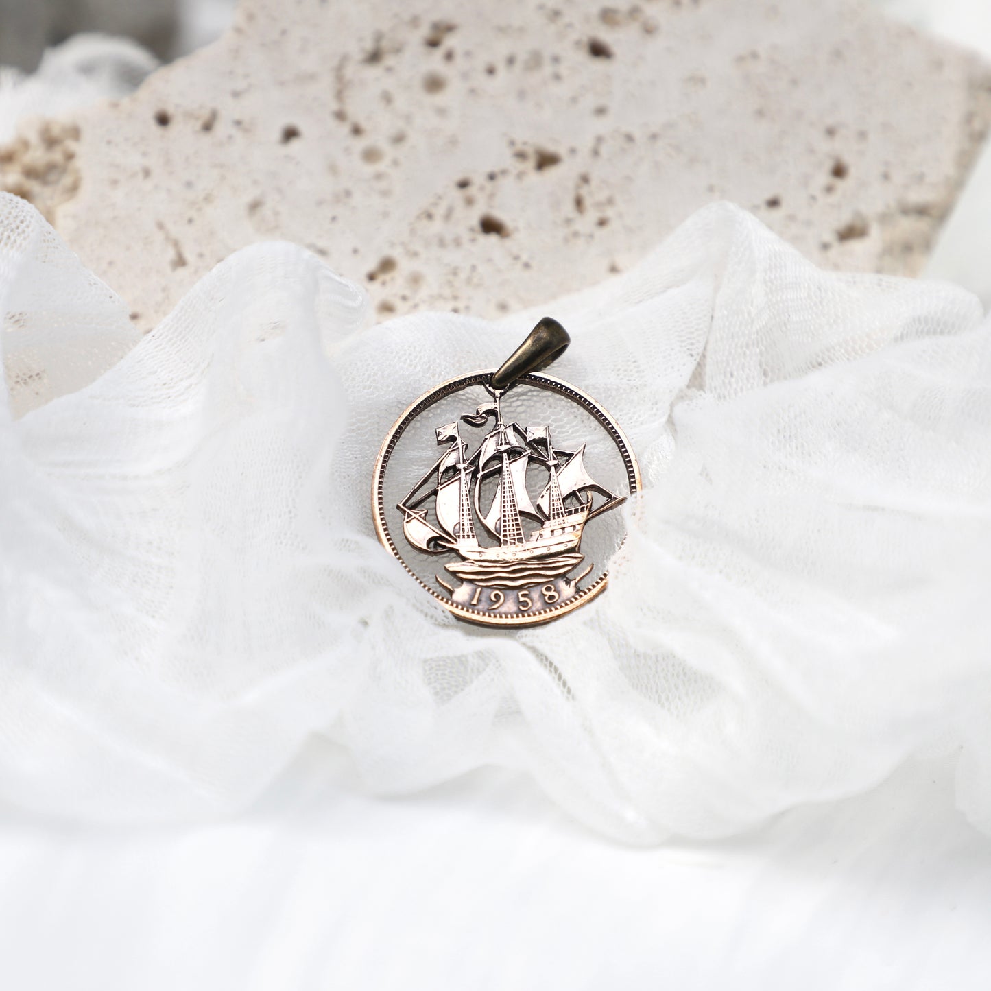 United Kingdom The Voyage: Handcut Coin Pendant Necklace