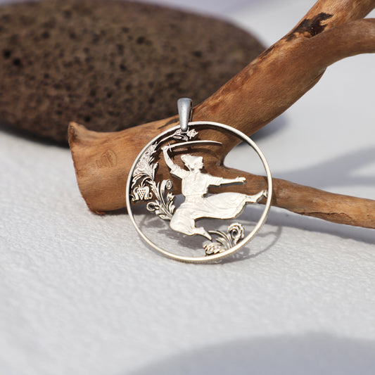 Ukraine Blazed Dance: Handcut Coin Pendant Necklace